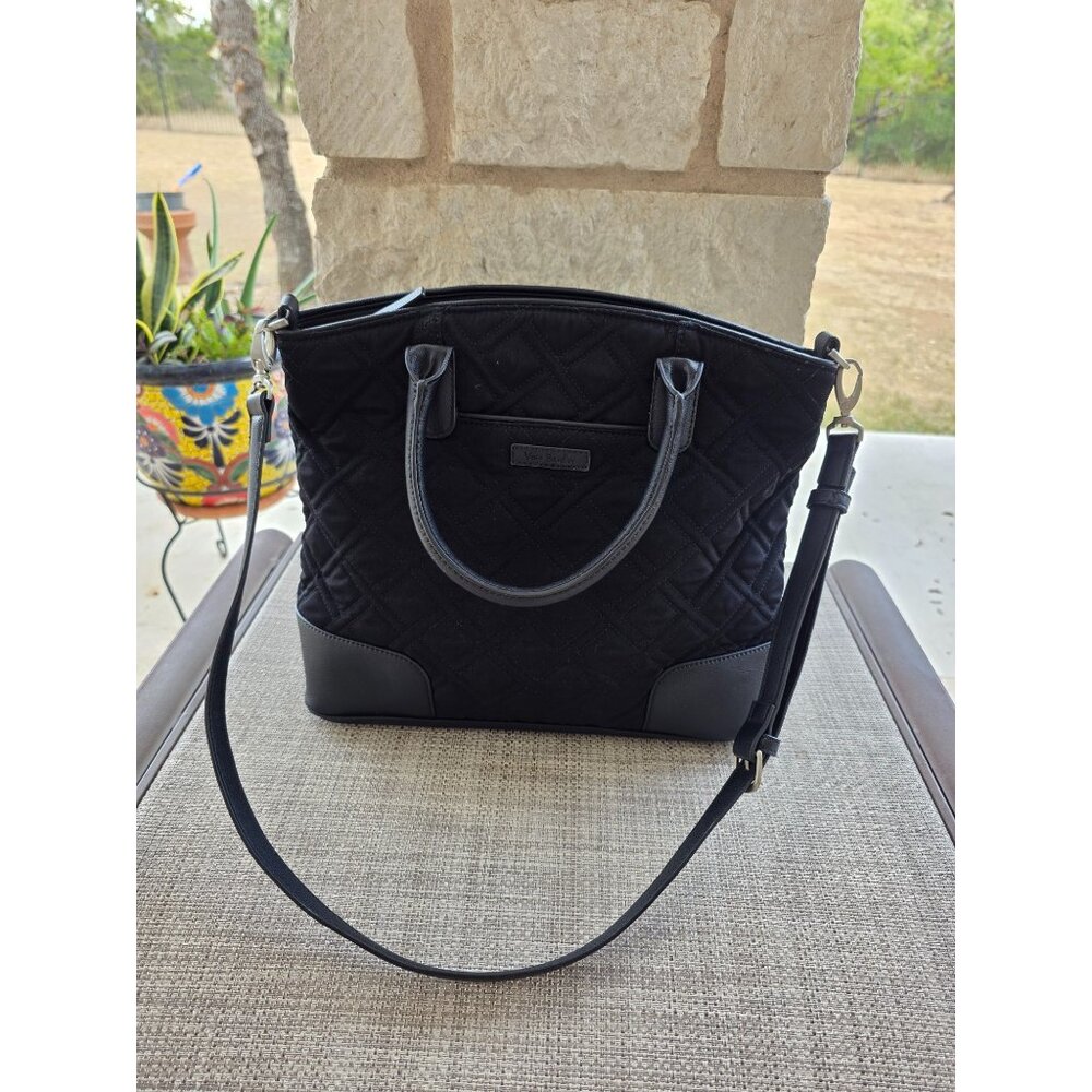 Vera Bradley Black Quilted Bag with Crossbody Strap & Printed Lining